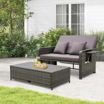 Gray Rattan Daybed