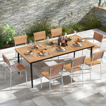 Wood Table & Metal Frame for 8 People
