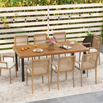 Wood Table & Metal Frame for 8 People
