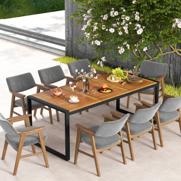 Wood Table & Metal Frame for 8 People