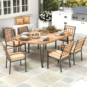 Wood Table & Metal Frame for 8 People