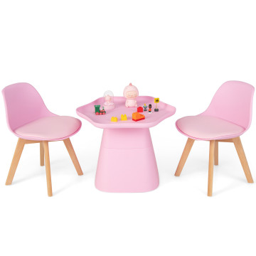 Wooden Kids Activity Table and Chairs Set with Padded Seat