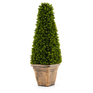 3 Feet Artificial Boxwood Topiary Tree with Cement Flowerpot