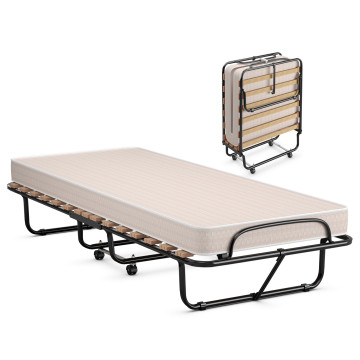 Made in Italy Folding Guest Bed with Memory Foam Mattress