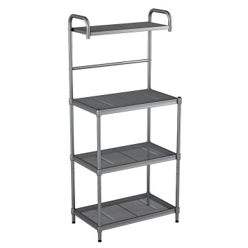 4-Tier Kitchen Microwave Storage Rack with Metal Shelves