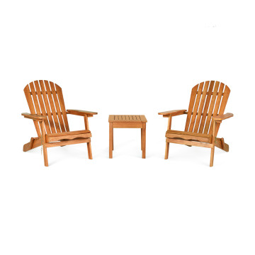 3 Pieces Adirondack Chair Set with Widened Armrest