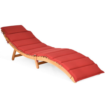 Folding Patio Lounge Chair with Double-Sided Cushioned Seat