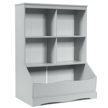 3-Tier kids Multi-Functional Bookcase with 5 Open Storage Compartments