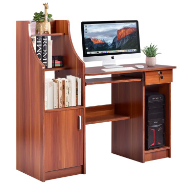 Wooden Computer Desk with Storage Cabinet and Drawer
