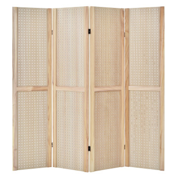 4-Panel Pegboard Display 5 Feet Tall Folding Privacy Screen for Craft Display Organized