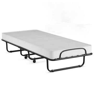 Rollaway Folding Bed with Memory Foam Mattress and Sturdy Metal Frame Made in Italy