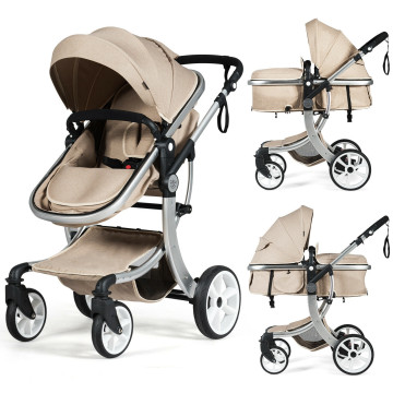 2-in-1 Foldable High Landscape Baby Stroller with Diaper Bag