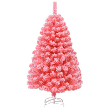 Pink Christmas Tree with Snow Flocked PVC Tips and Metal Stand