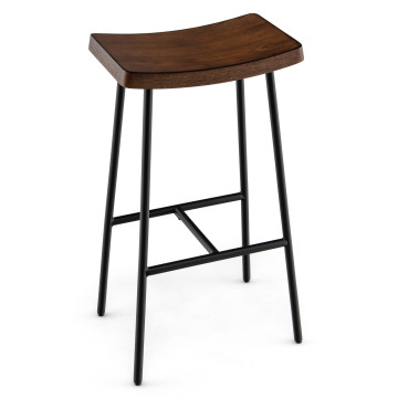 29 Inch Industrial Saddle Bar Stool with Metal Legs