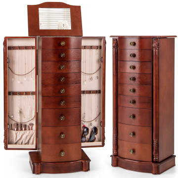 Large Wooden Jewelry Storage Box Organizer 