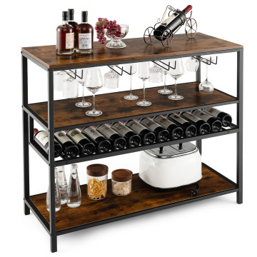 Wine Rack Table With 4 Rows of Glass Holders