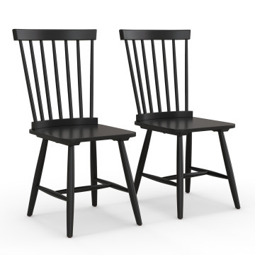 Set of 2 Windsor Dining Chairs with High Spindle Back
