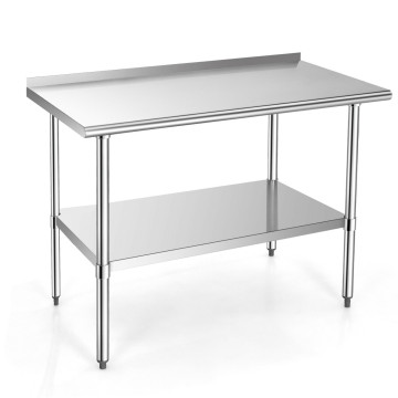 Stainless Steel Table for Prep and Work with Backsplash