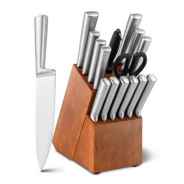 16-Piece Stainless Steel Kitchen Knife Set with Sharpener