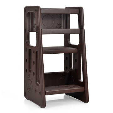 Kids Kitchen Step Stool with Double Safety Rails 