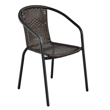 Set of 4 Patio Rattan Dining Chairs with Curved Backrest for Yard Garden