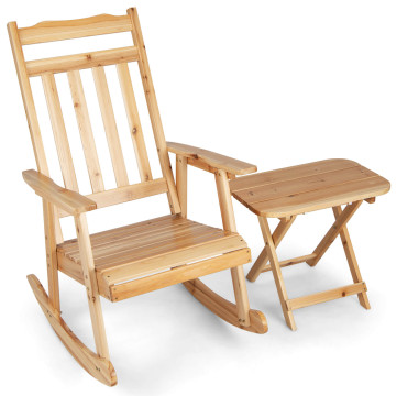 Front Porch Rocking Chair and Foldable Table Set for Outdoors