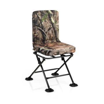 Swivel Folding Chair with Backrest and Padded Cushion