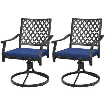 2 Pieces Patio 360° Swivel Dining Chairs with Rocker and Cushioned Armrest