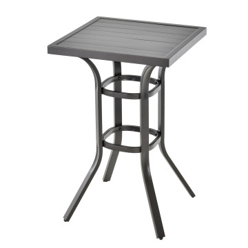 24 Inch Patio Bar Height Table with Aluminum Tabletop and Adjustable Foot Pads