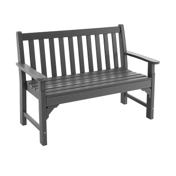 All-Weather HDPE 2-Person Garden Bench with Backrest and Armrests
