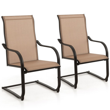 2 Pieces C-Spring Motion Patio Dining Chairs with Breathable Fabric