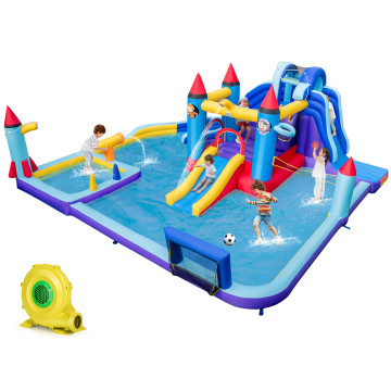 Rocket Theme Inflatable Water Slide Park with 1100W Blower