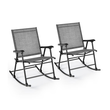 Set of 2 Folding Rocking Chair with Breathable Seat Fabric