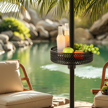 $39 Only! Adjustable Patio Umbrella Table Tray with Storage and Umbrella Poles