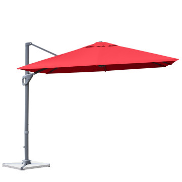 10 x 10 Feet Patio Offset Cantilever Umbrella with Aluminum 360-degree Rotation Tilt