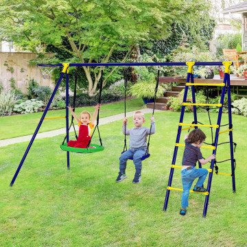 5-In-1 Swing Set with Climbing Ladder
