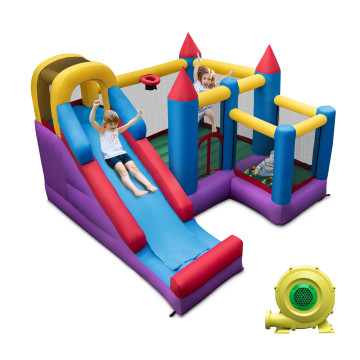 5-in-1 Inflatable Bounce House with 735W Blower