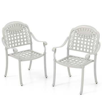 Cast Aluminum Patio Chairs Set of 2 with Armrests