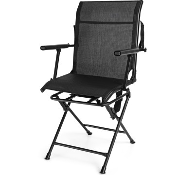 Costway Swivel Hunting Chair Foldable Mesh Chair W/ Armrests For Outdoor  Activities