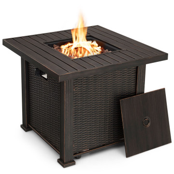 30 Inch 50000 BTU Square Propane Gas Fire Pit Table with Table Cover