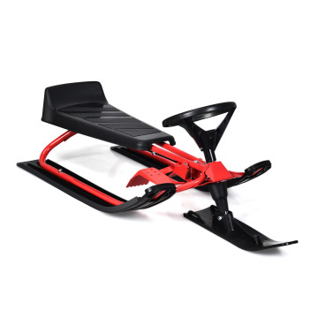 44 x 20 Inch Kids Snow Sled with Steering Wheel and Double Brakes Pull Rope