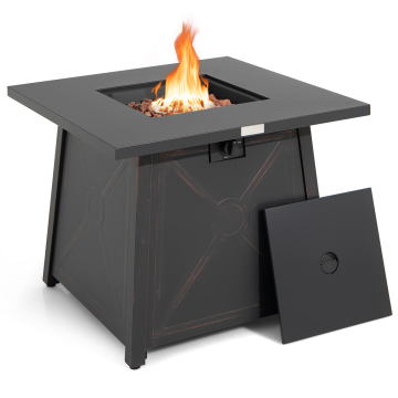 30 Inch Square Propane Gas Fire Table with Waterproof Cover