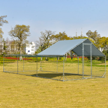 Large Metal Chicken Coop with Waterproof and Sun-proof Cover