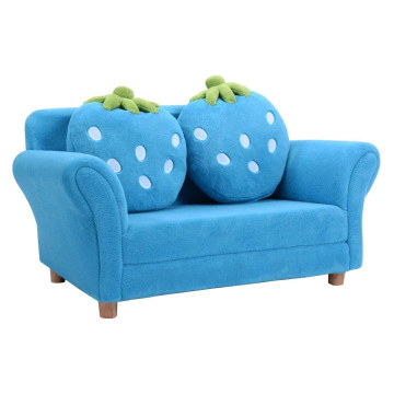 Kids Strawberry Armrest Chair Sofa with 2 Cute Strawberry Pillows