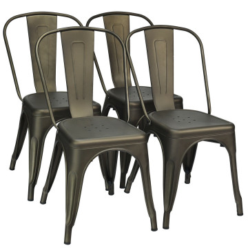 4 Pieces Modern Bar Stools with Removable Back and Rubber Feet