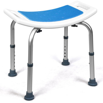 Shower Stool 6 Adjustable Heights Non-Slip Padded Blue Seat