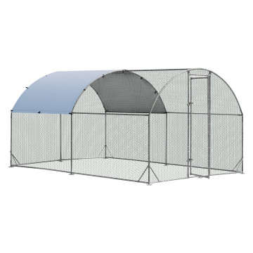 6.2 Feet/12.5 Feet/19 Feet Large Metal Chicken Coop Outdoor Galvanized Dome Cage with Cover
