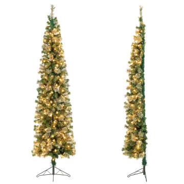 7 Feet Half Christmas Tree with Pine Needles and 150 Lights