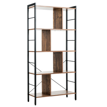 4-Tier Industrial Freestanding Bookshelf with Metal Frame