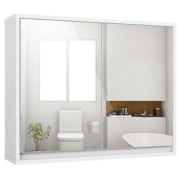 Wall Mounted Bathroom Cabinet Double Mirror Door Shelf